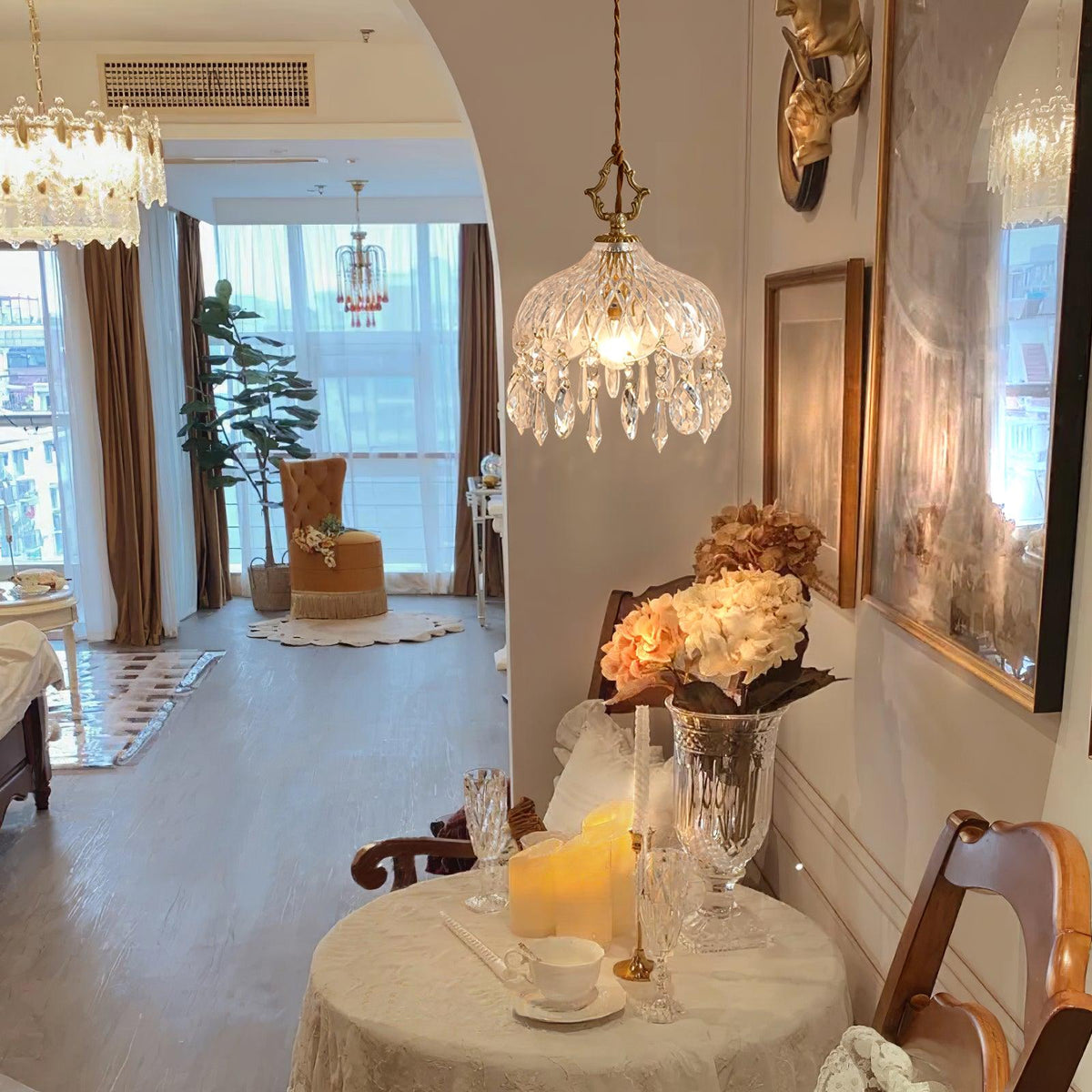 Devel messing glazen luxe hanglamp