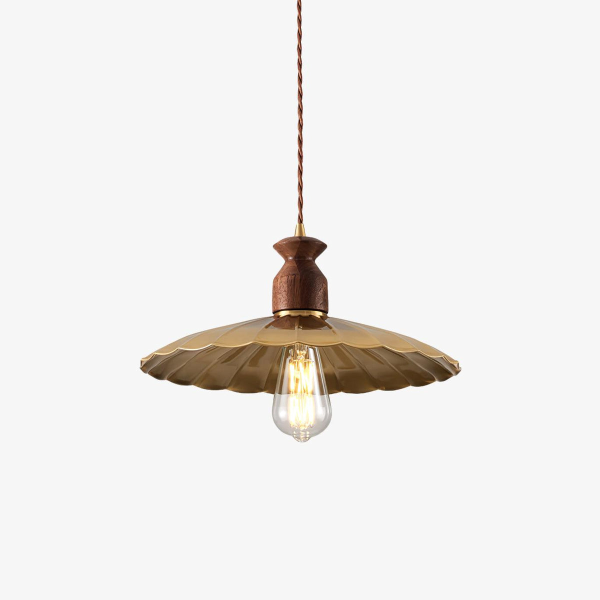 Qior messing klassiek elegantie Crest Houten hanglamp