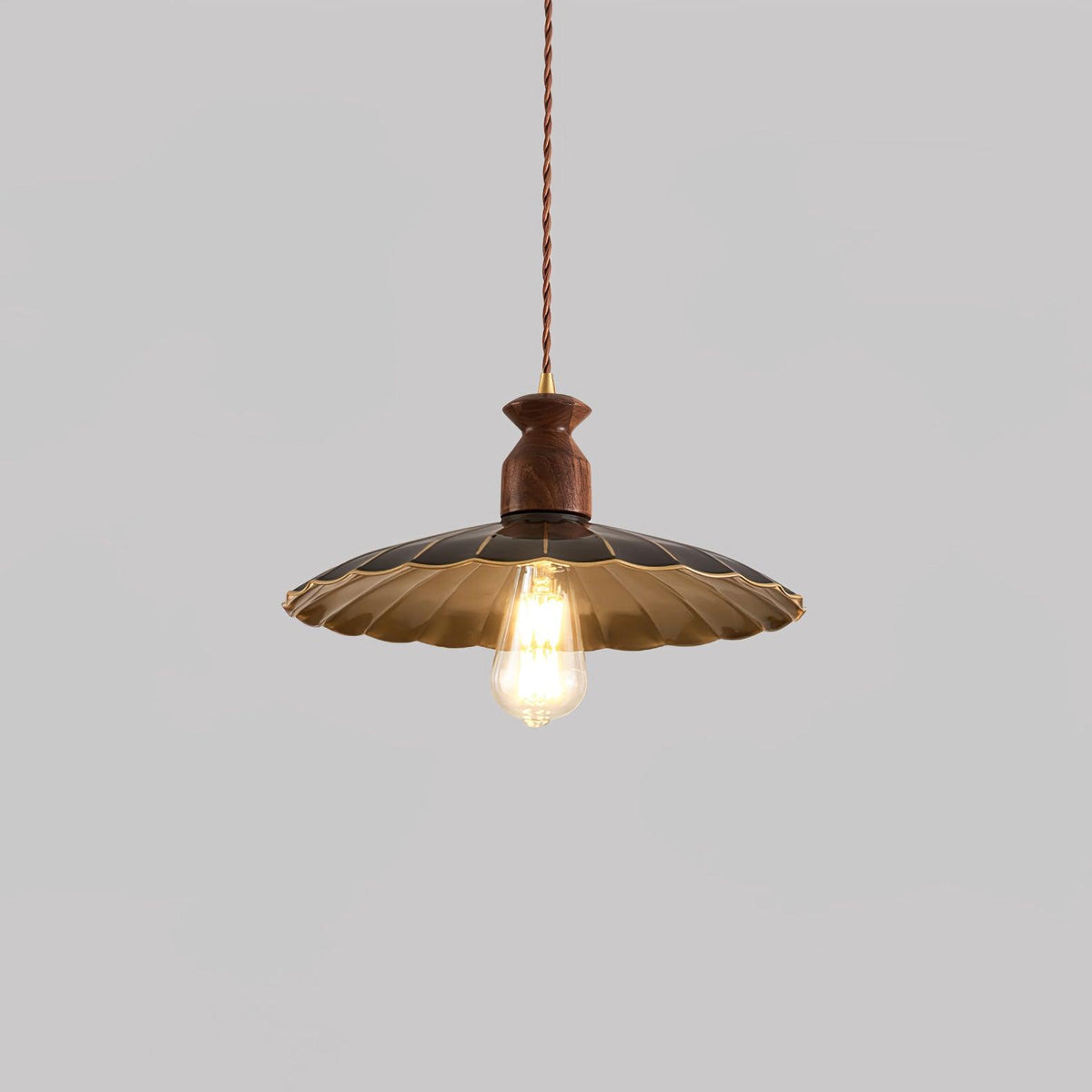 Qior messing klassiek elegantie Crest Houten hanglamp