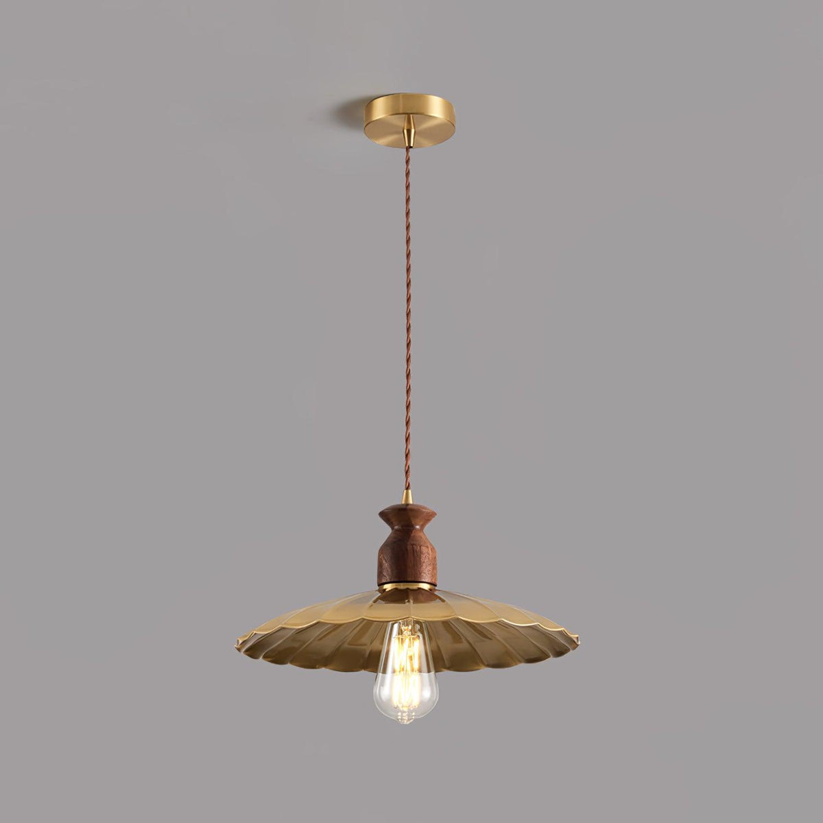Qior messing klassiek elegantie Crest Houten hanglamp