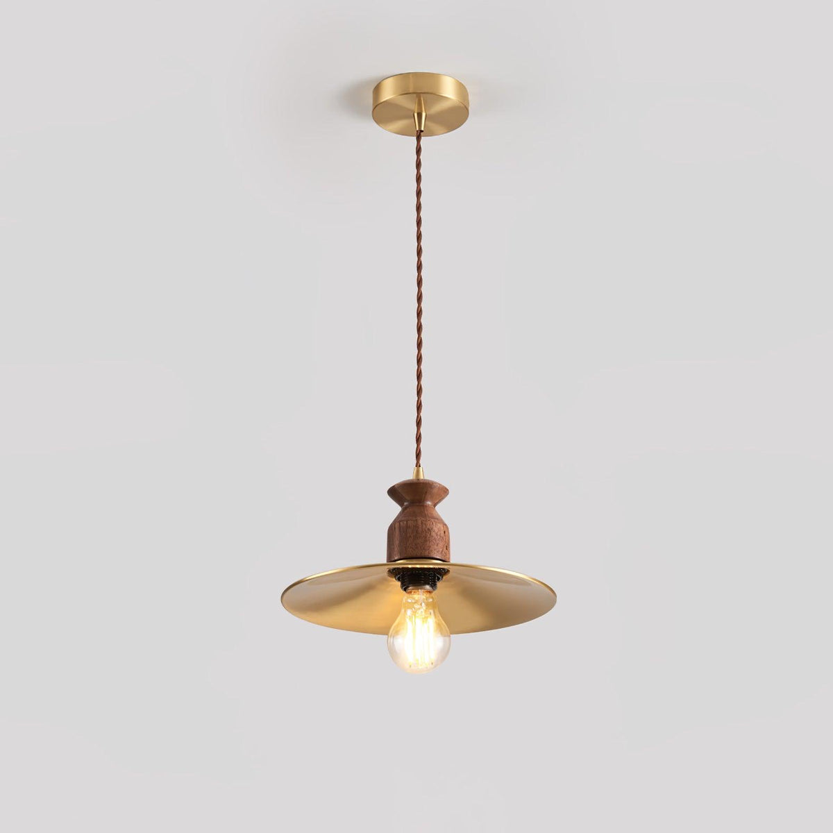 Qior messing klassiek elegantie Crest Houten hanglamp