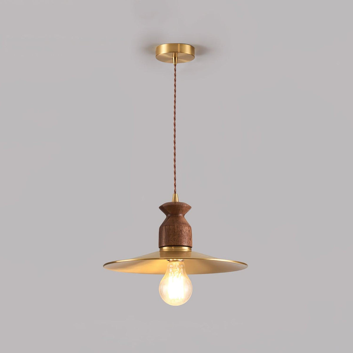 Qior messing klassiek elegantie Crest Houten hanglamp