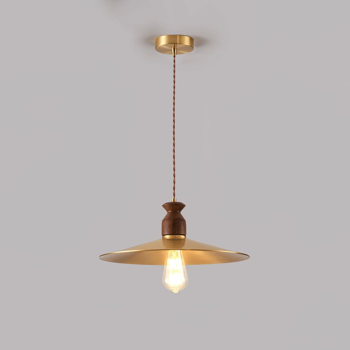 Qior messing klassiek elegantie Crest Houten hanglamp