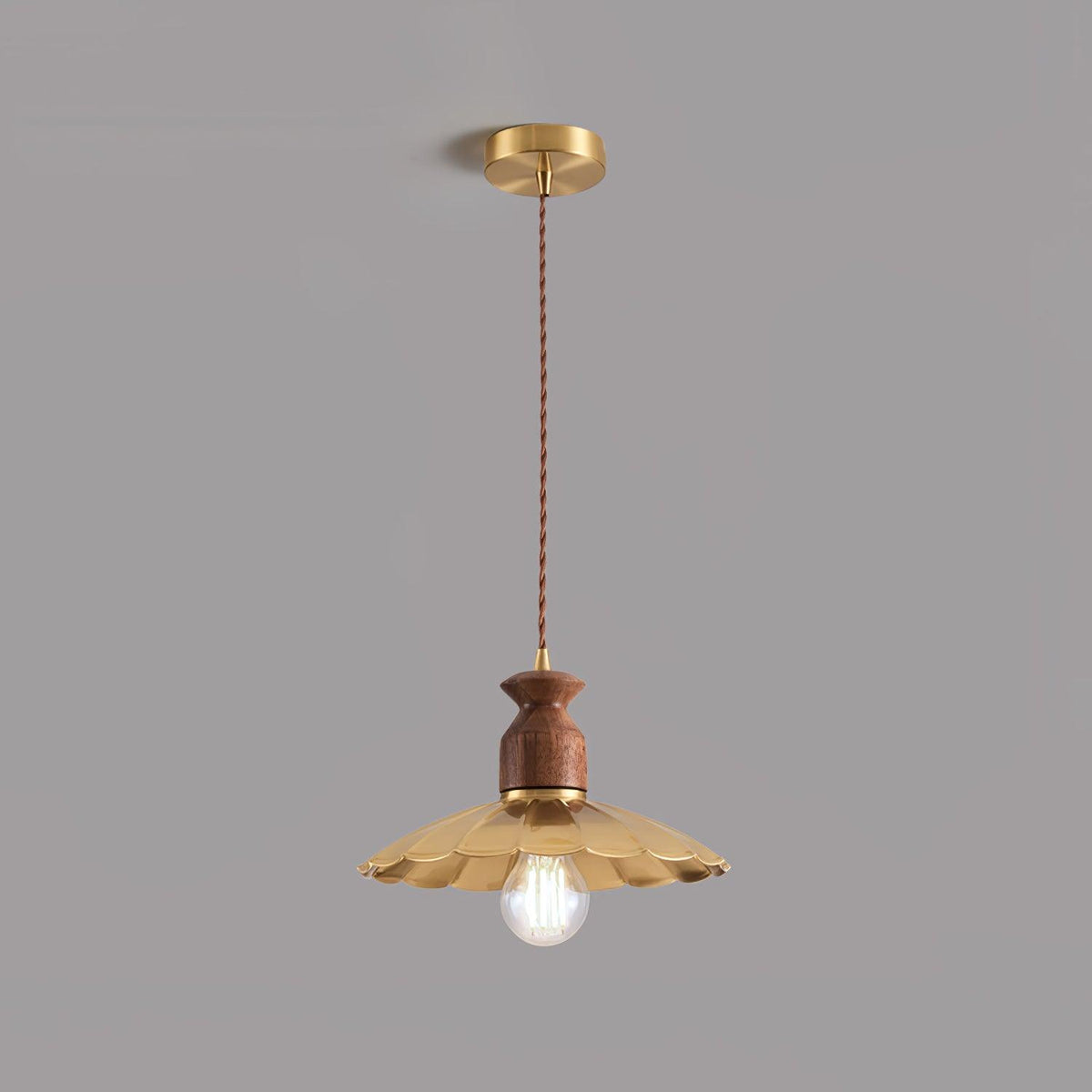 Qior messing klassiek elegantie Crest Houten hanglamp