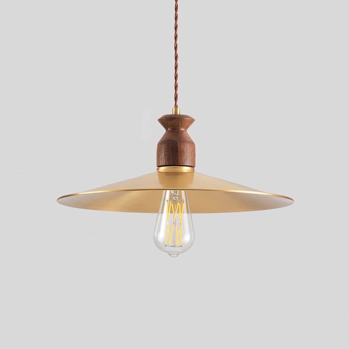 Qior messing klassiek elegantie Crest Houten hanglamp