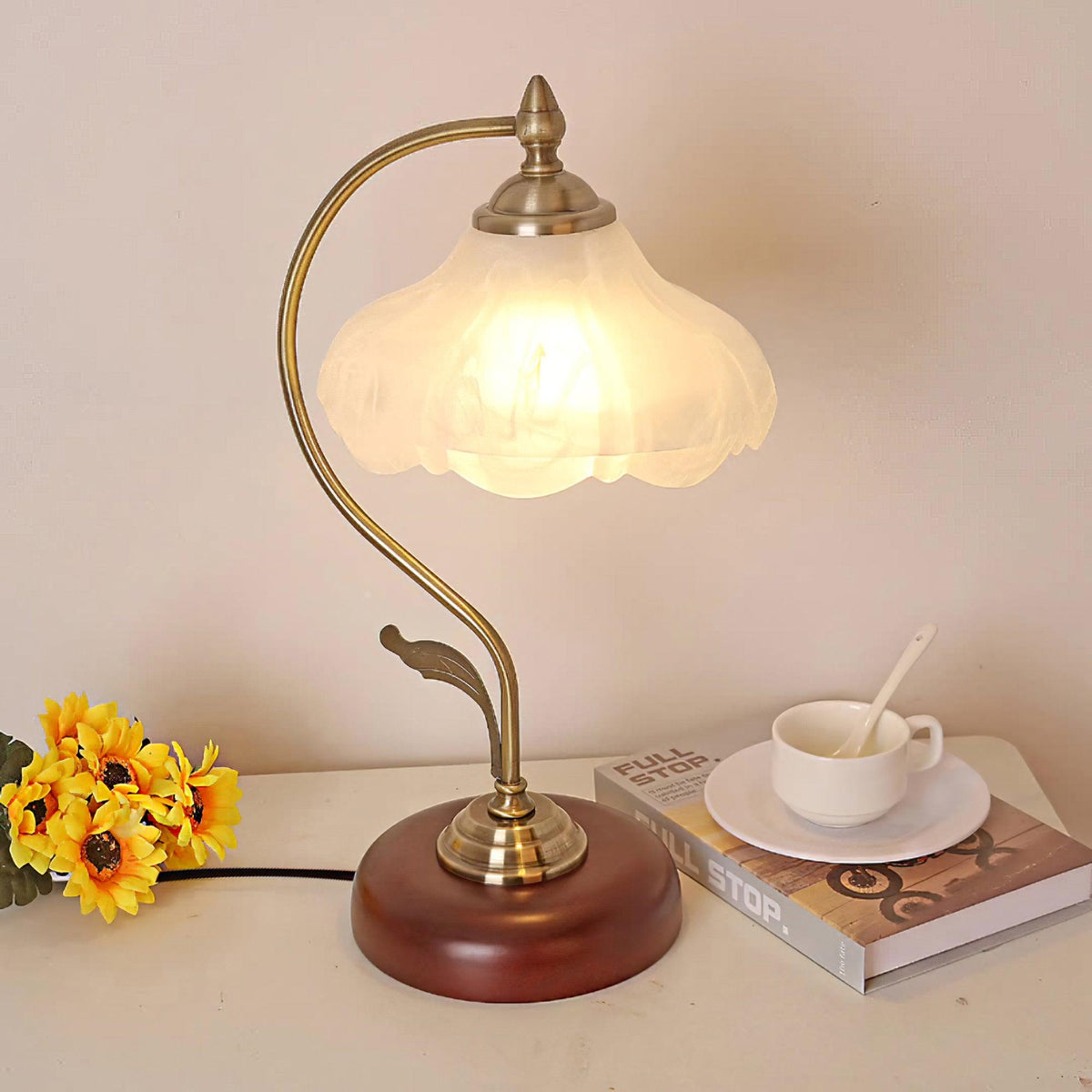 Velivise Retro bloemblaad tafellamp