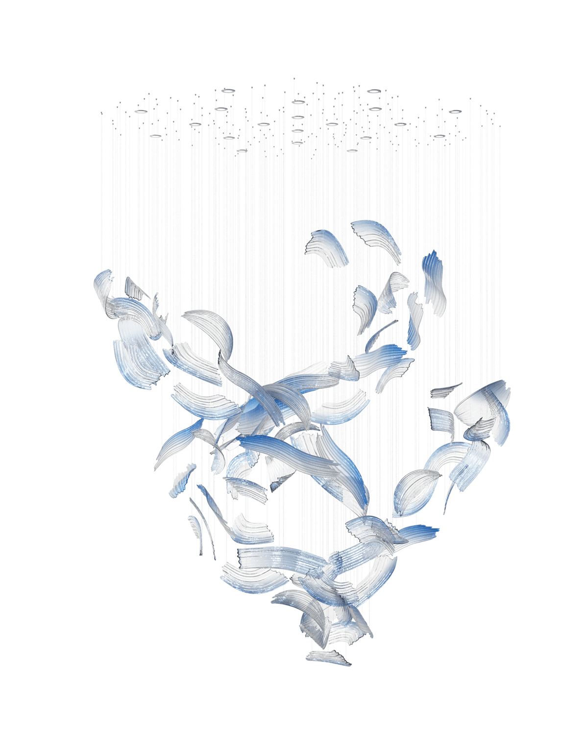 Indigo Brush Abstract Art Blauw & Helder glas Kroonluchter