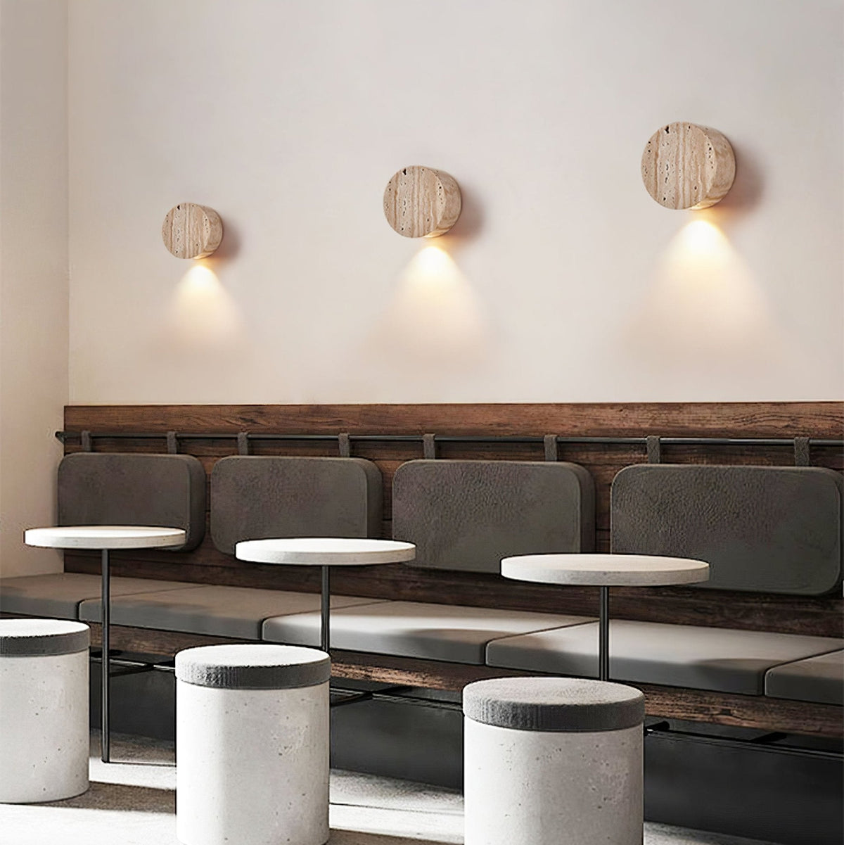 Jenthor wandlamp in geel travertin