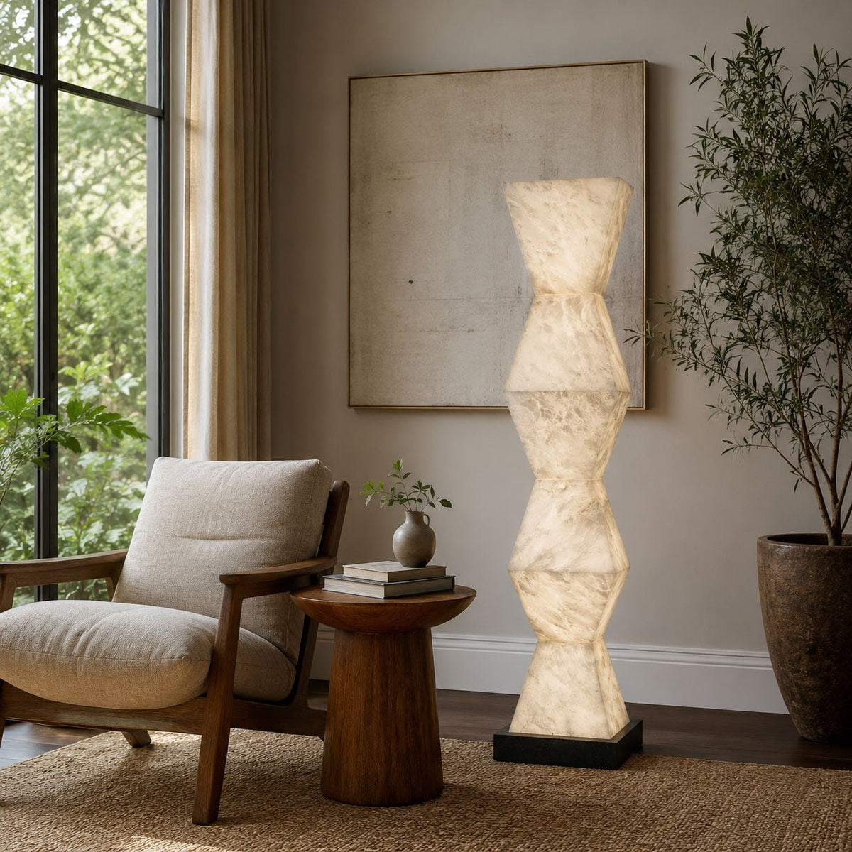 Nivuina vloerlamp met albasten voet