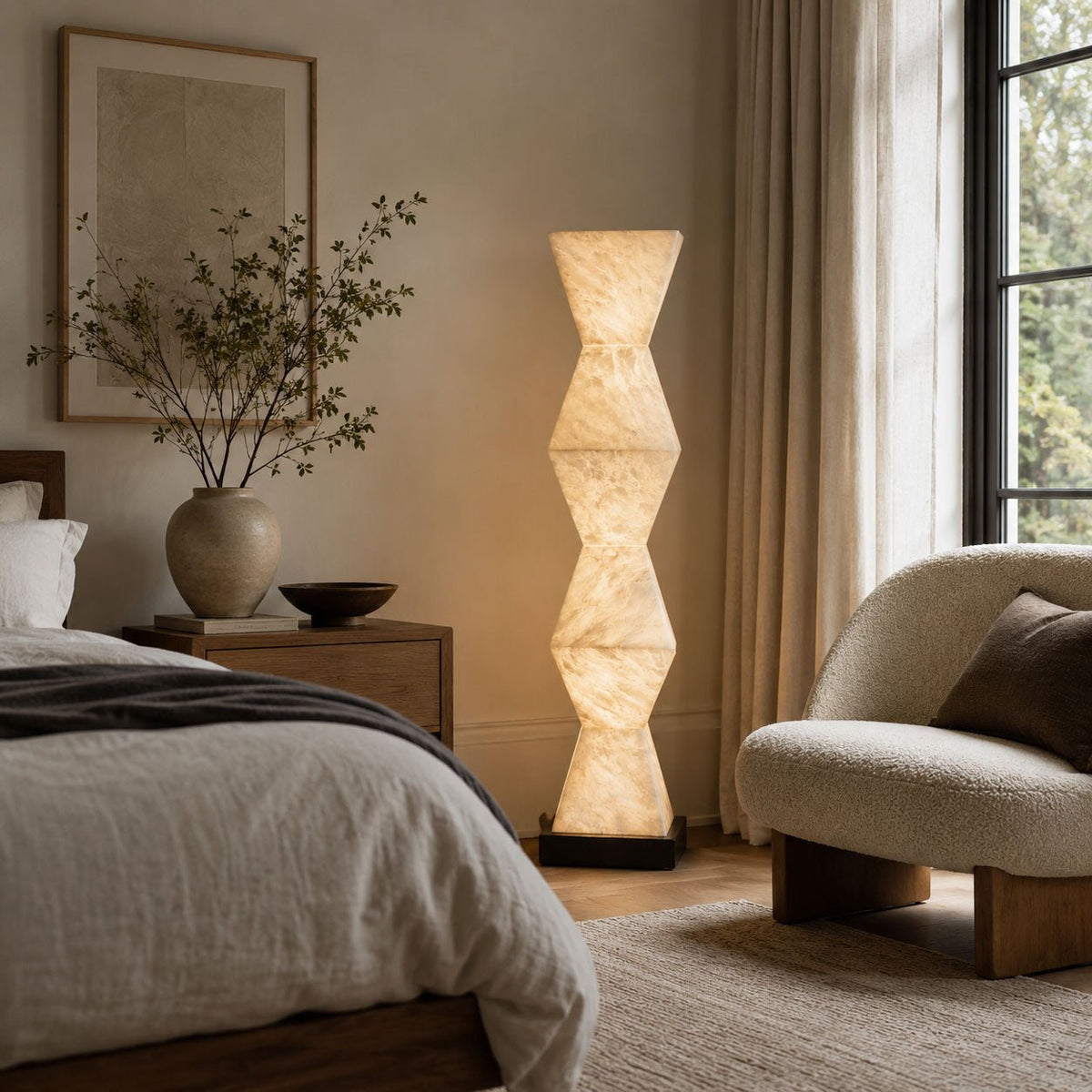 Nivuina vloerlamp met albasten voet