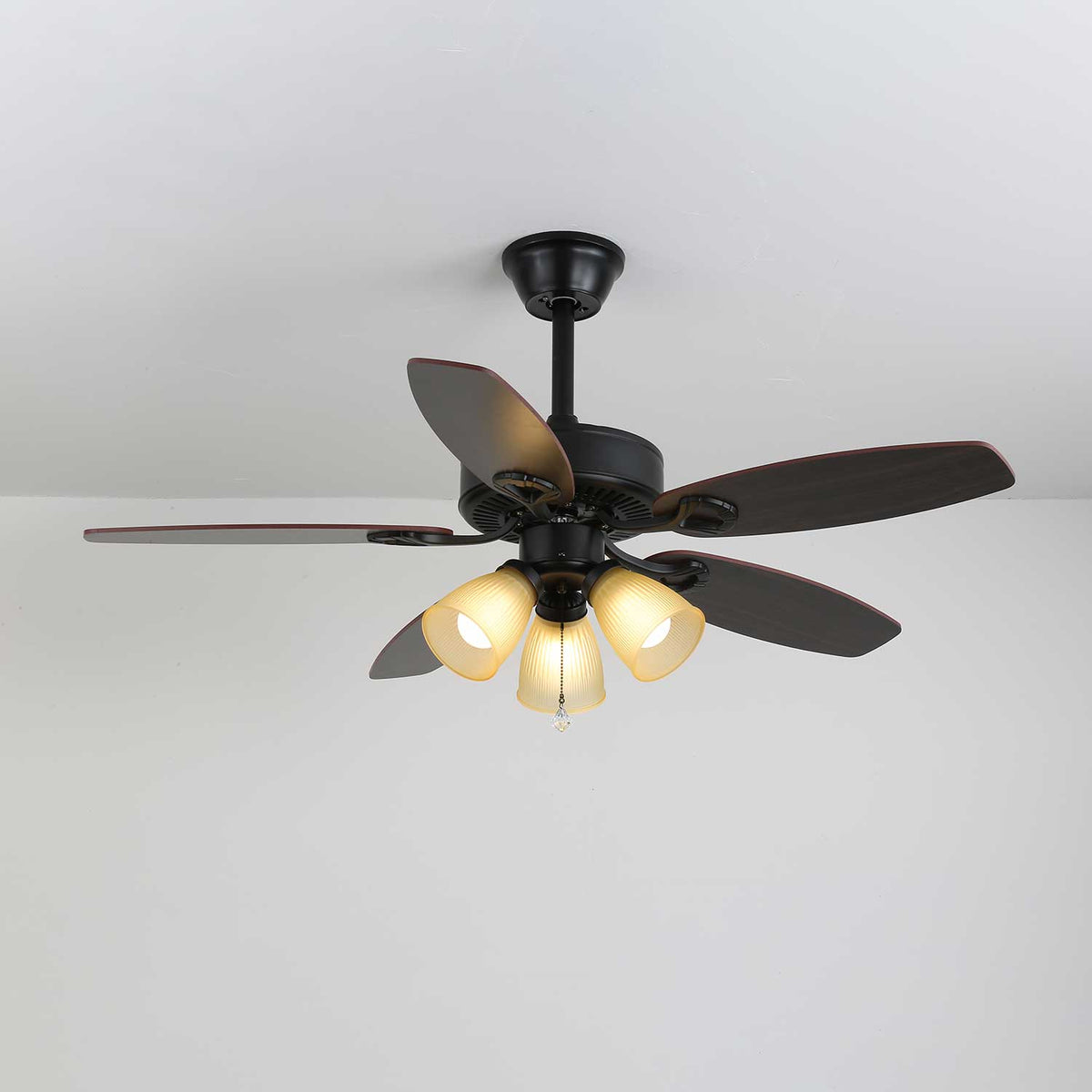 Calviera Vintage hout glas plafondventilator met verlichting