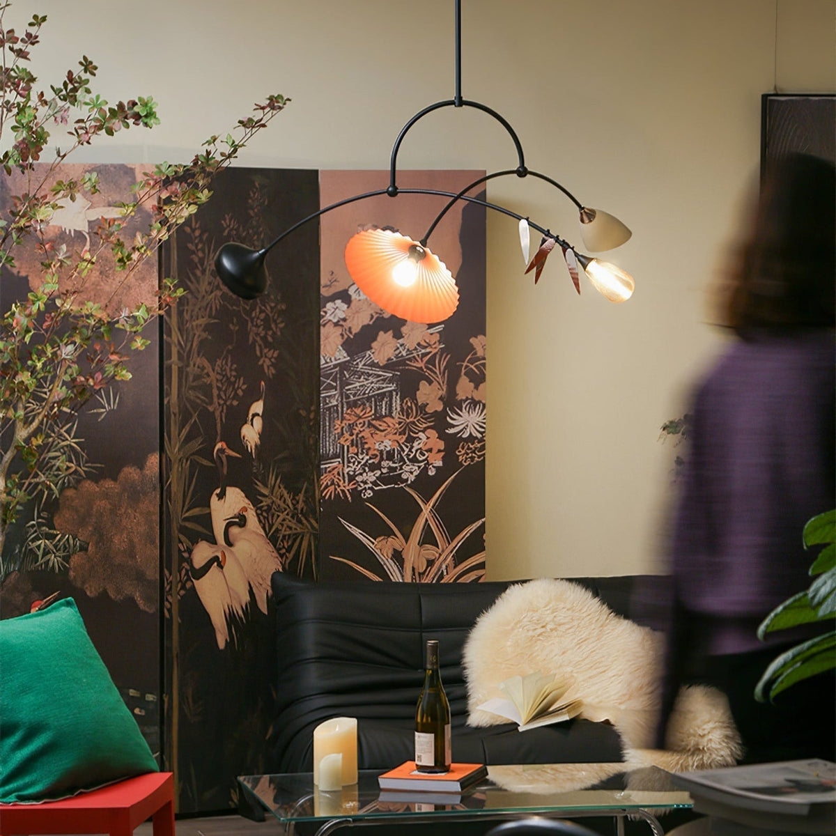 FloraCurv hanglamp met glas in oranje