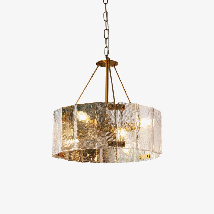 Eirorian kroonluchter Calvert helder getextureerd glas