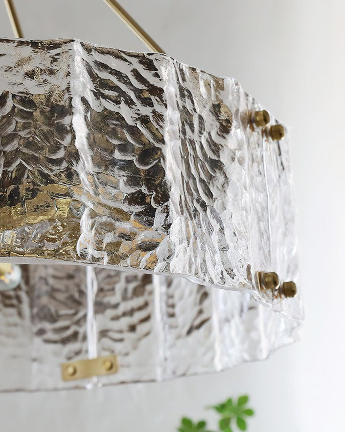 Eirorian kroonluchter Calvert helder getextureerd glas