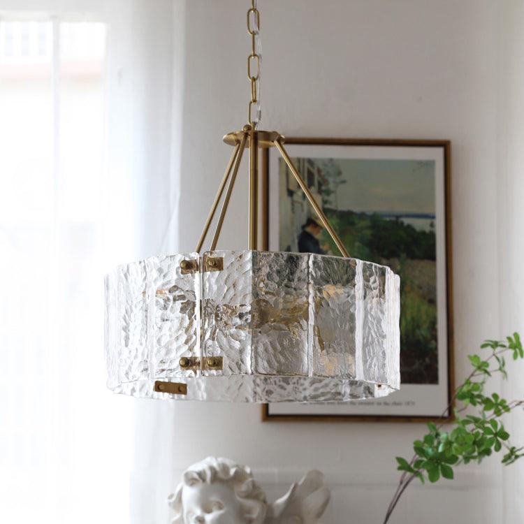 Eirorian kroonluchter Calvert helder getextureerd glas
