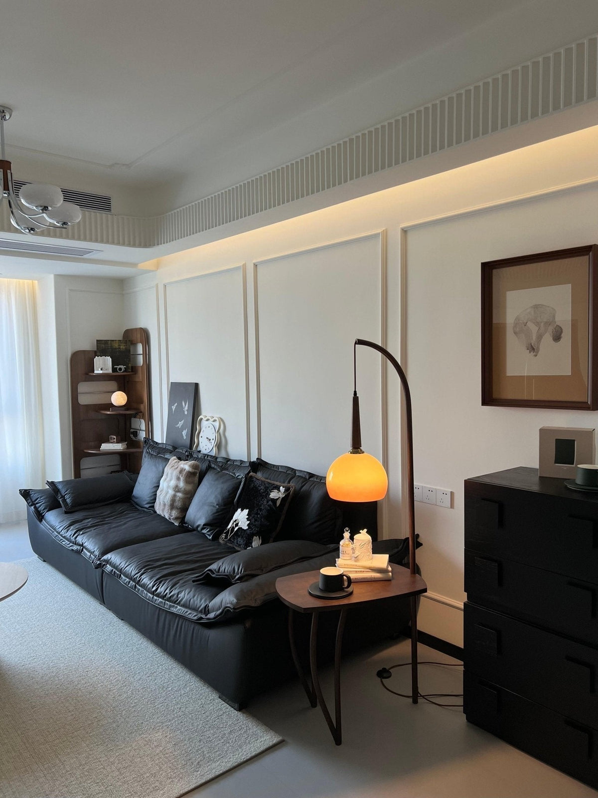 Fior Moderne vloerlamp van walnoothout