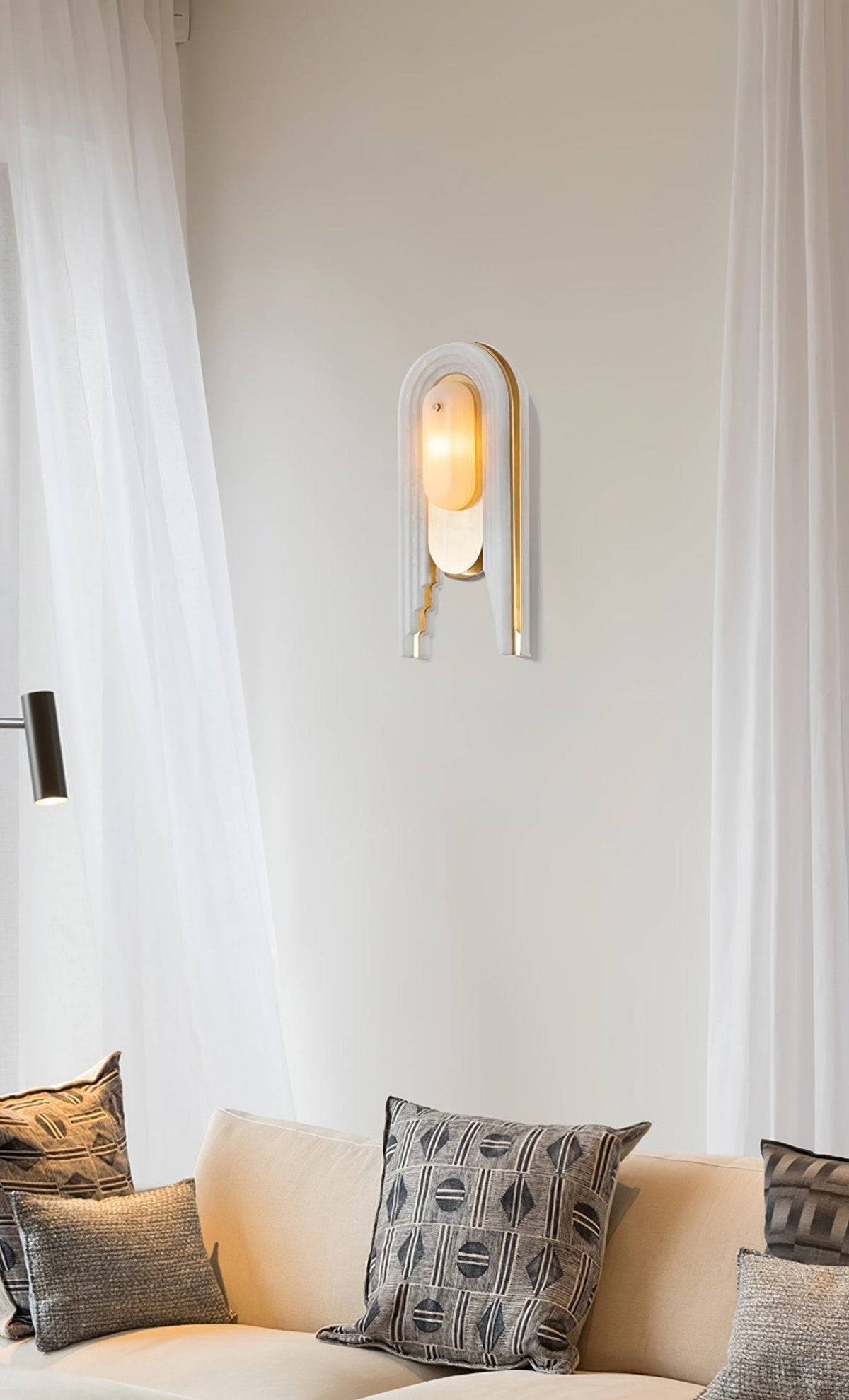 Sytalion Arch goudkleurige afwerking albasten wandlamp