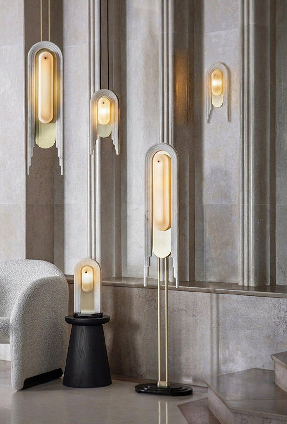 Sytalion Arch goudkleurige afwerking albasten wandlamp