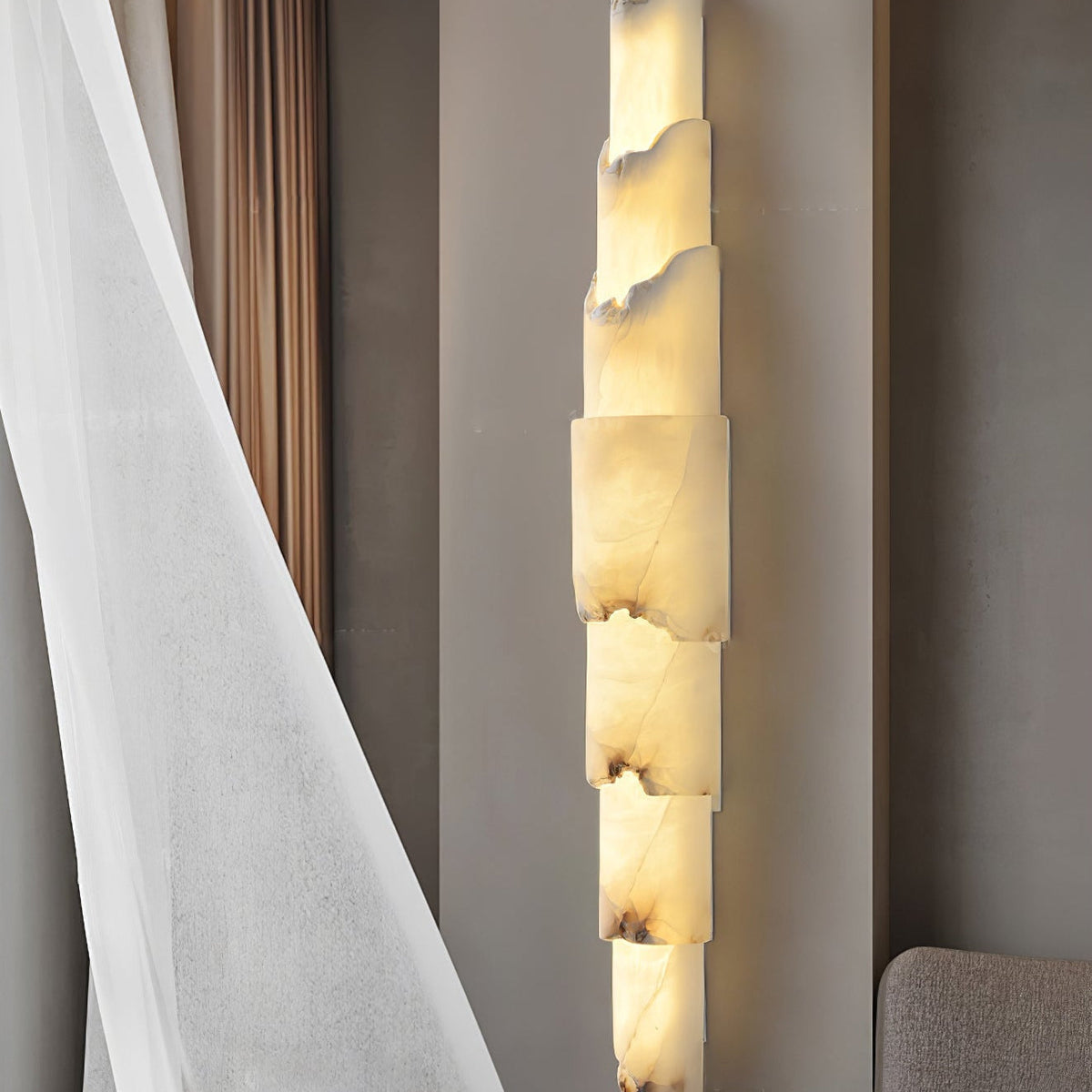 Caspian meelagen-albasten wandlamp
