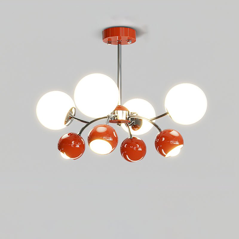 Noxiren Kroonluchter Chroom Rood Crème Bol