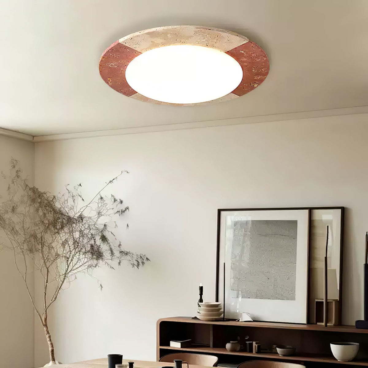 Zeraeos travertin plafondlamp