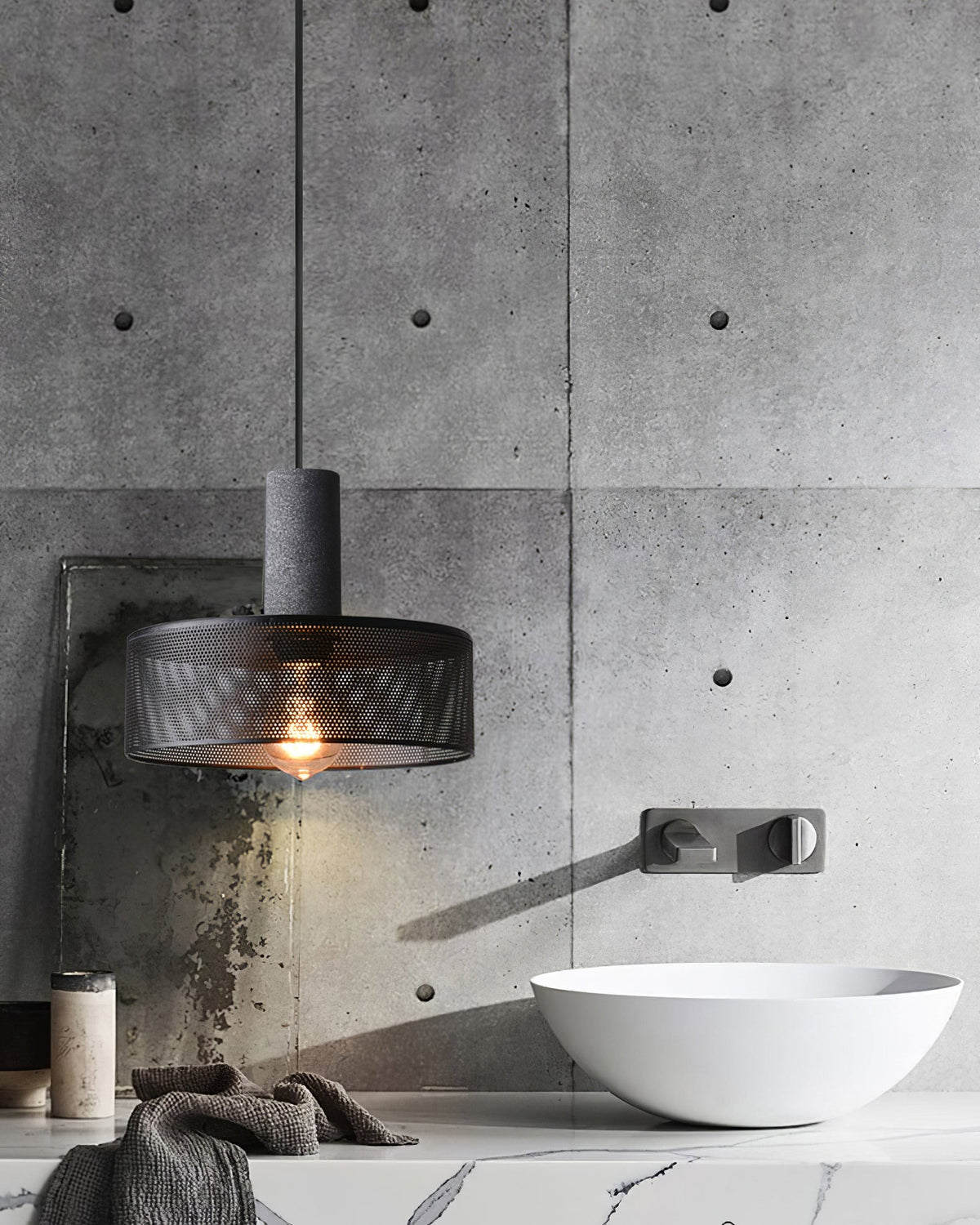 Lumeraine hanglamp van cement met mesh