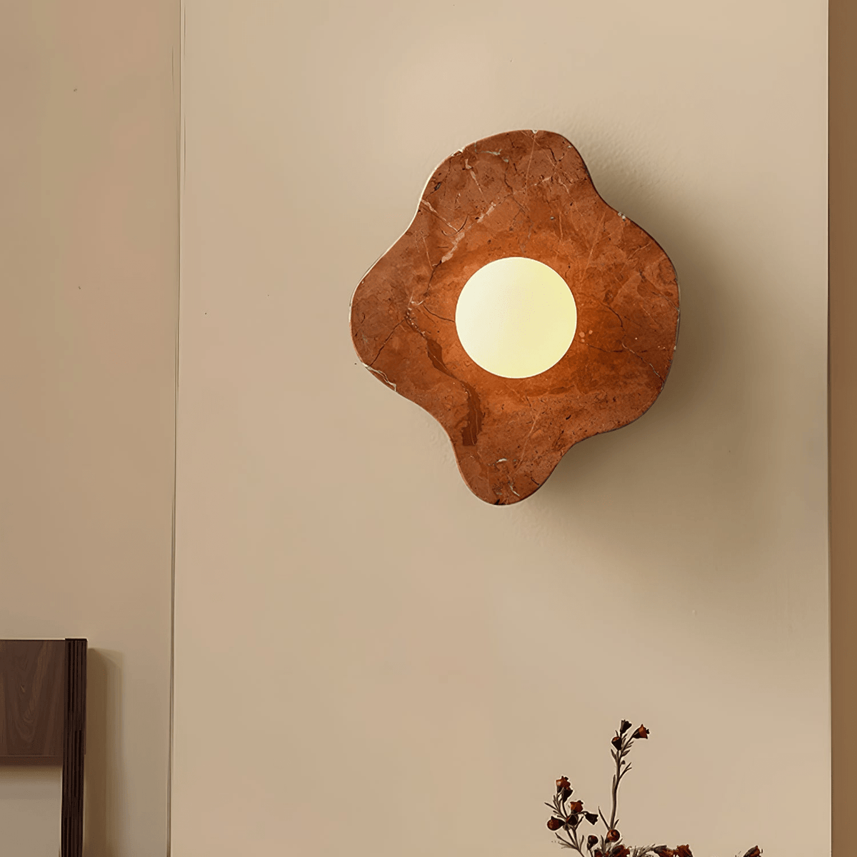 Bloom Rustic Marmer wandlamp Koraalrood