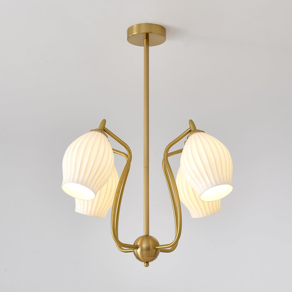 Pravin Kroonluchter keramiek Ribbed Sculptural glas Elegant