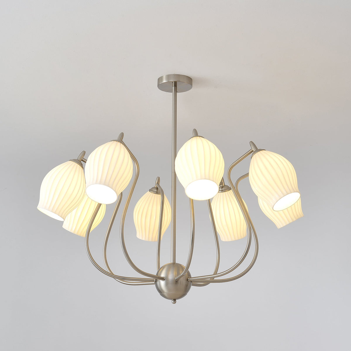 Pravin Kroonluchter keramiek Ribbed Sculptural glas Elegant