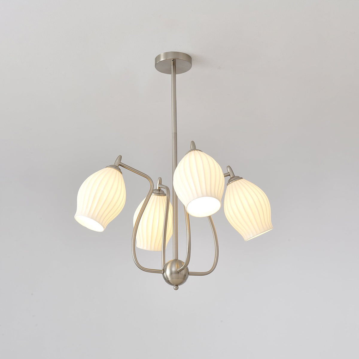 Pravin Kroonluchter keramiek Ribbed Sculptural glas Elegant
