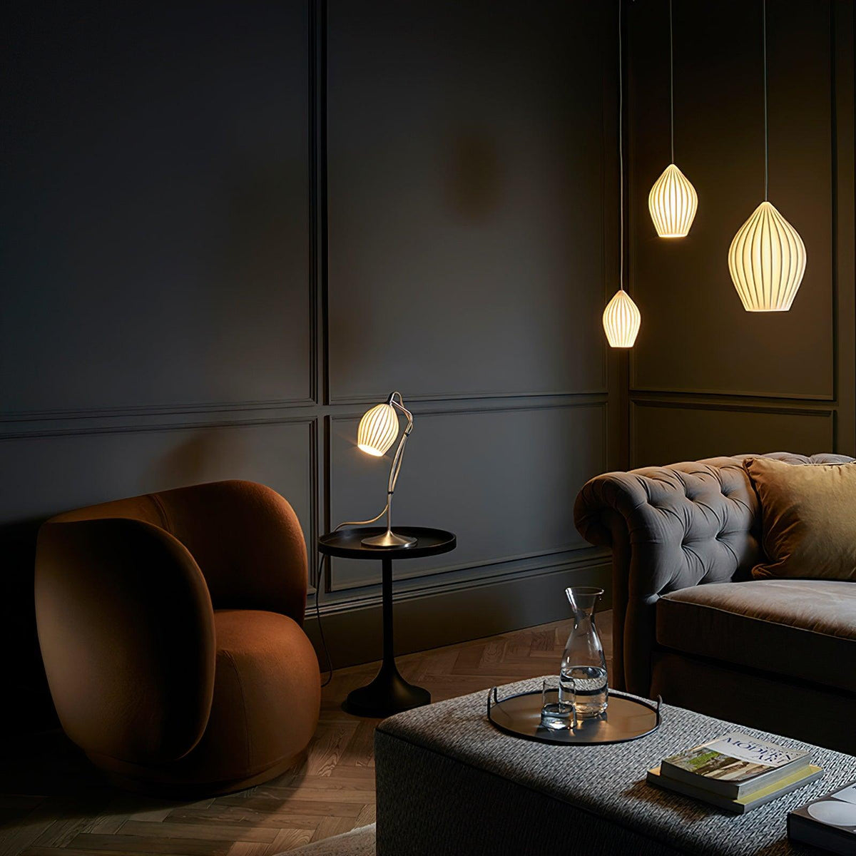 Virove hanglamp keramisch ribstructuur elegant