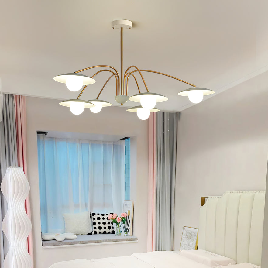 Lark kroonluchter met art deco-geïnspireerde paddenstoel