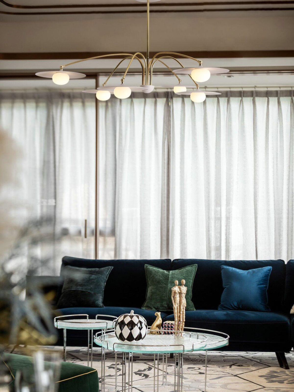 Lark kroonluchter met art deco-geïnspireerde paddenstoel