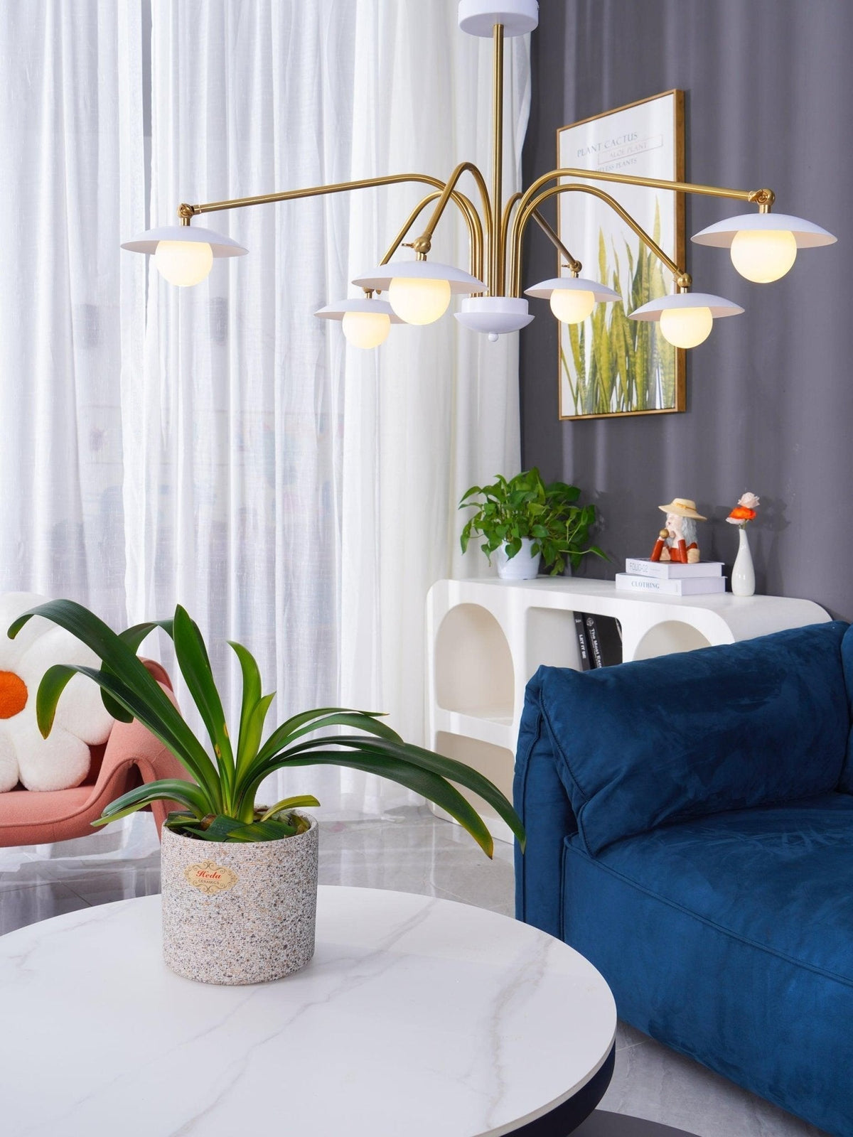 Lark kroonluchter met art deco-geïnspireerde paddenstoel