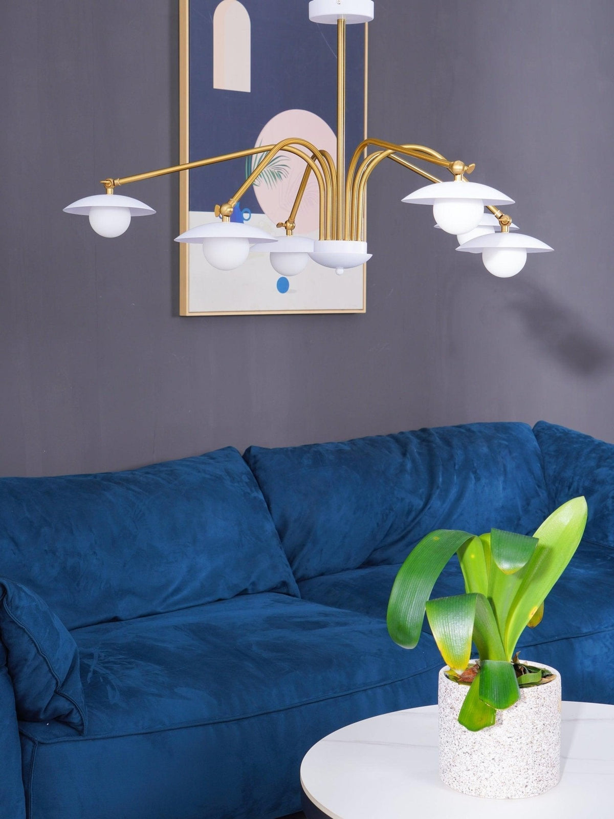 Lark kroonluchter met art deco-geïnspireerde paddenstoel