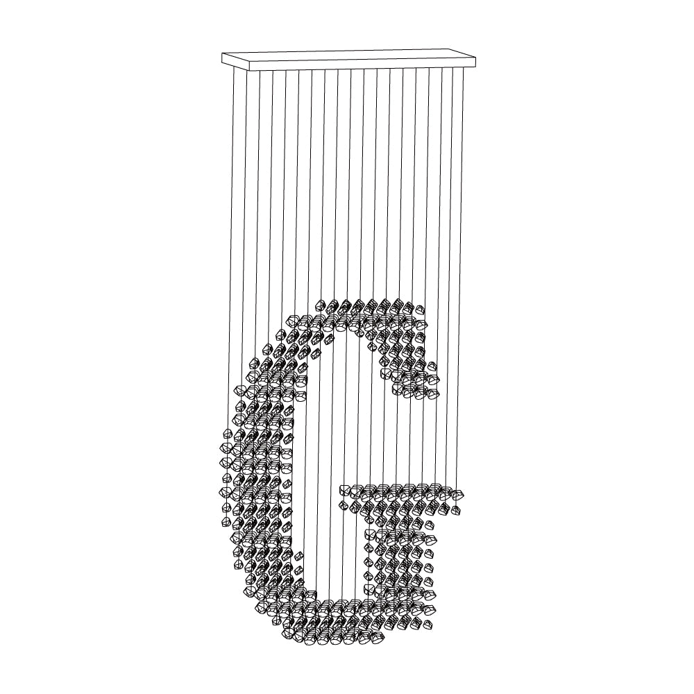 Seliian Koolsteen sculpturale kroonluchter met letters G tot L