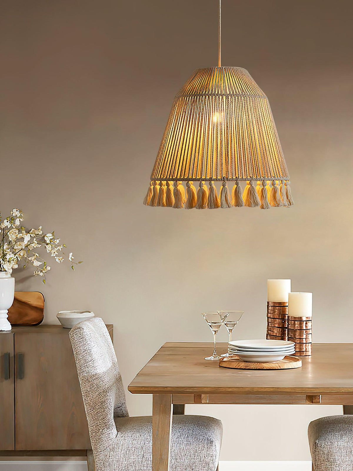 Hlugan traditionele hanglamp met touw en bloemblaadjes