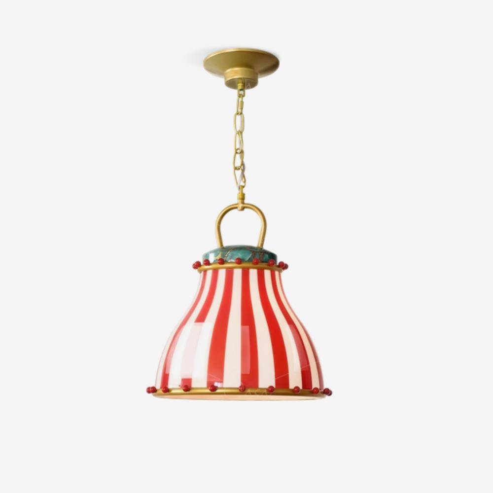 Red en witte strepen glazen hanglamp