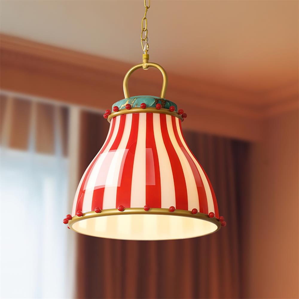 Red en witte strepen glazen hanglamp