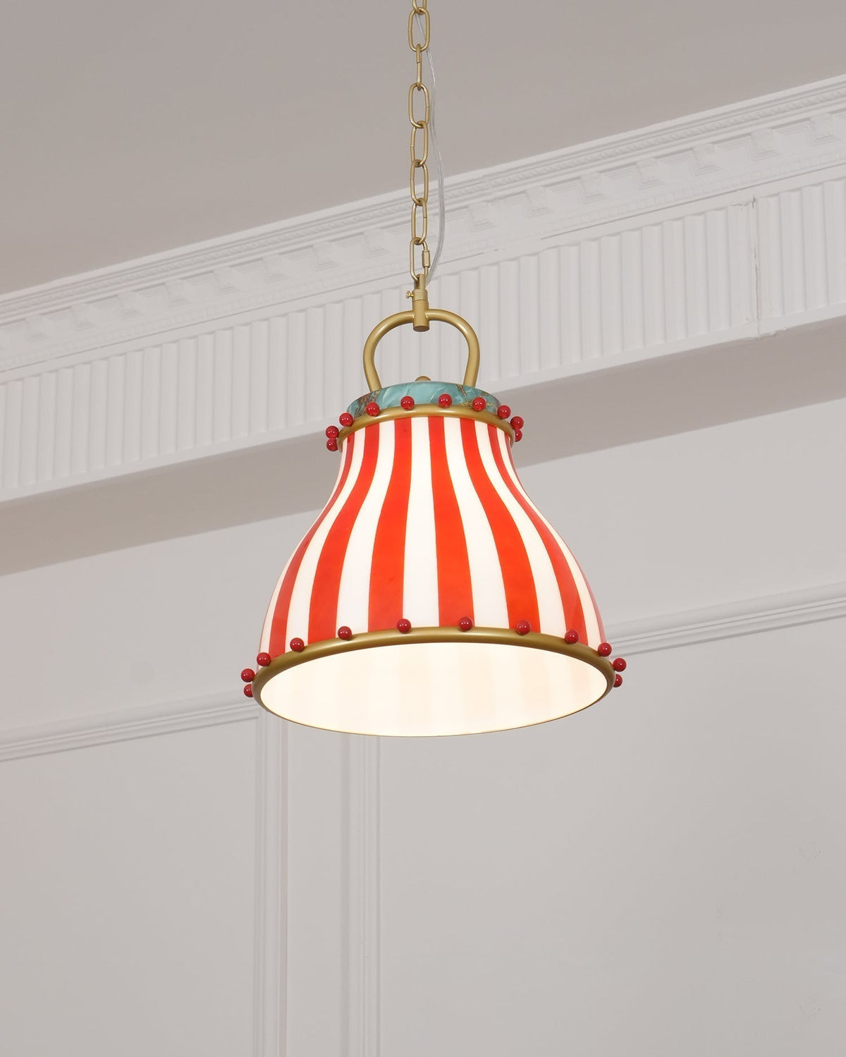 Red en witte strepen glazen hanglamp
