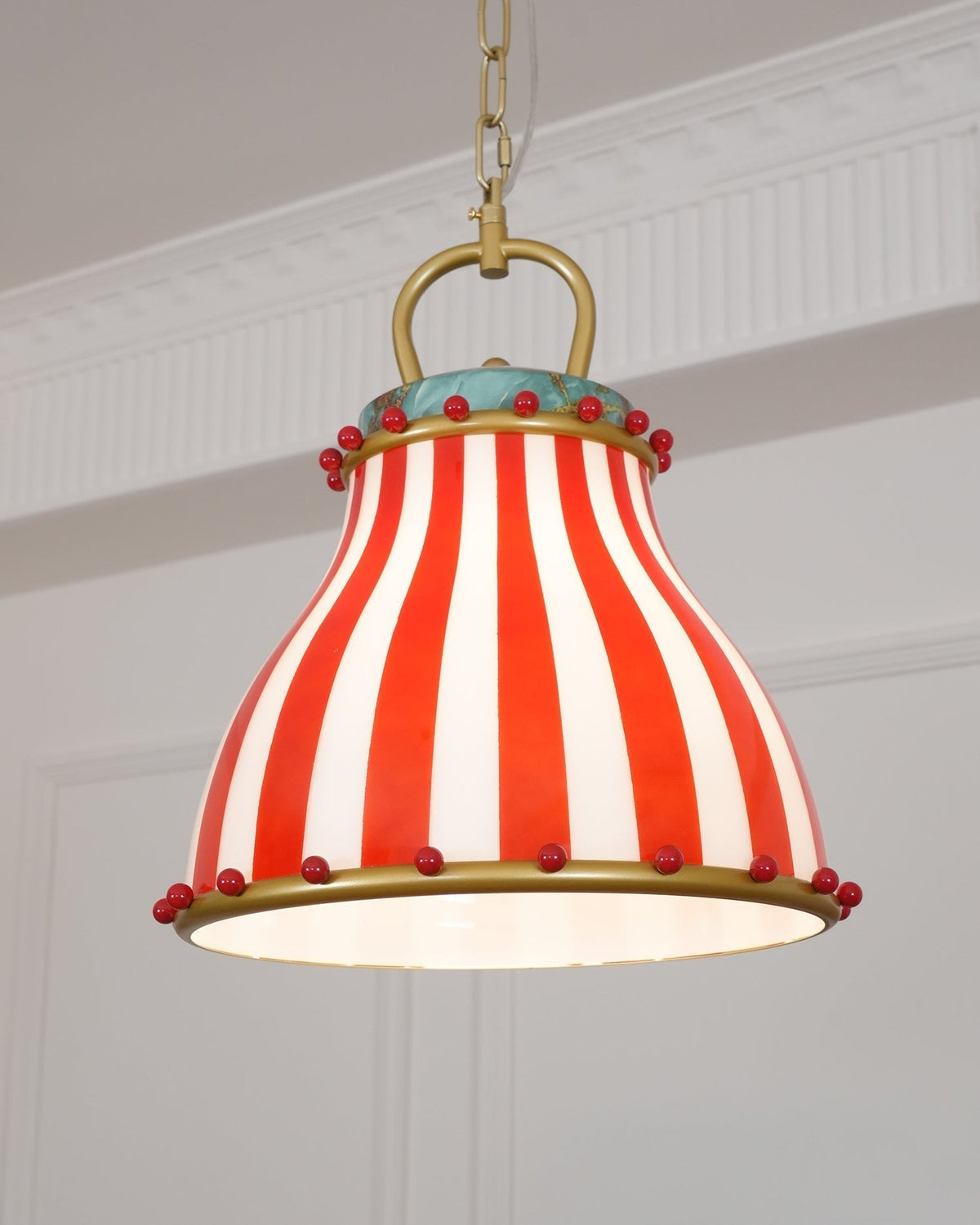 Red en witte strepen glazen hanglamp