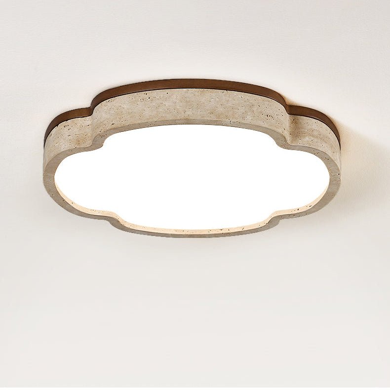 Vito Marshmallow vierbloemblaadjes Cloudform plafondlamp in geel travertin met bloemblaadjes