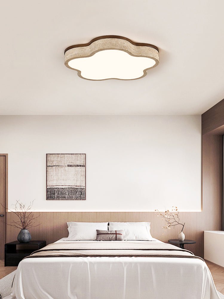 Yuki Marshmallow Vijfbladige Cloudline Geel travertin plafondlamp met bloemblaadjes