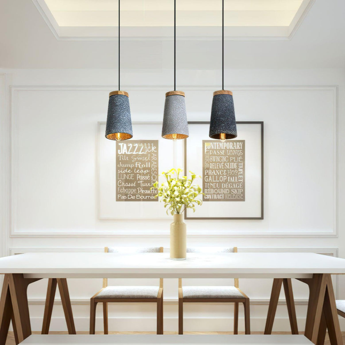 Sylinelia hanglamp van cement en hout