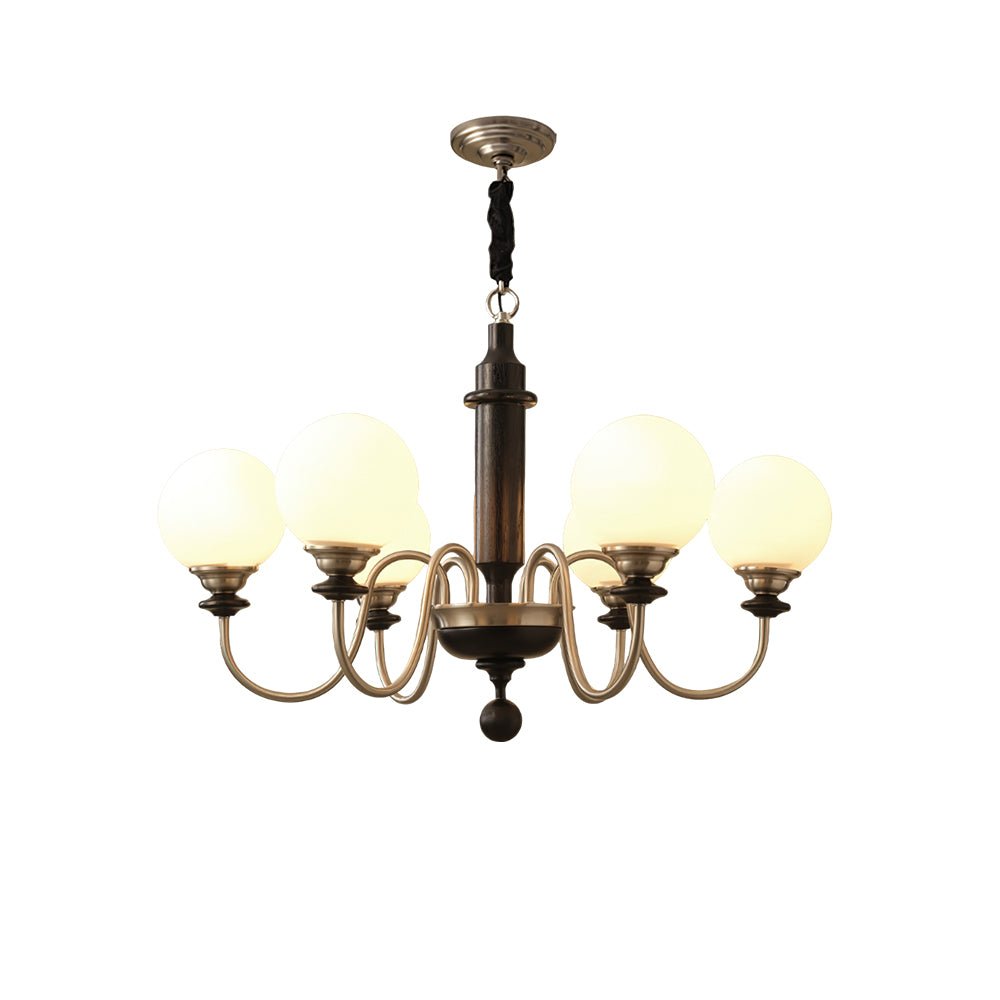 Celoira Vintage messing kroonluchter met matglas bolvormige kapjes