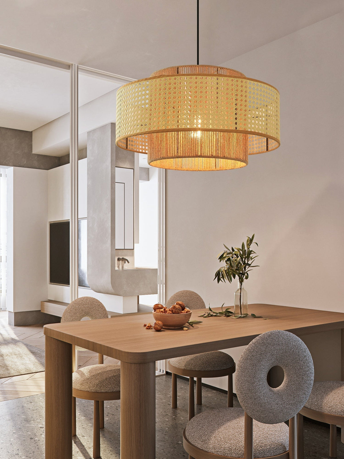 Crigen Concentrische hanglamp van rotan