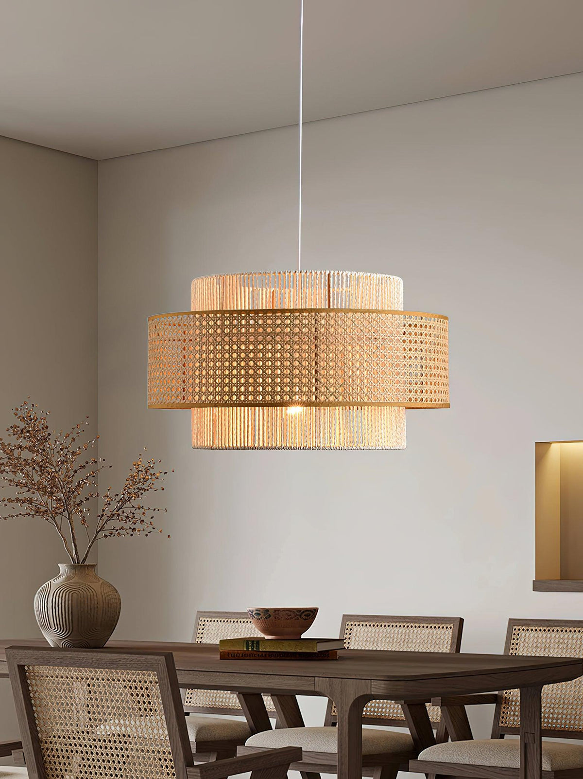 Crigen Concentrische hanglamp van rotan