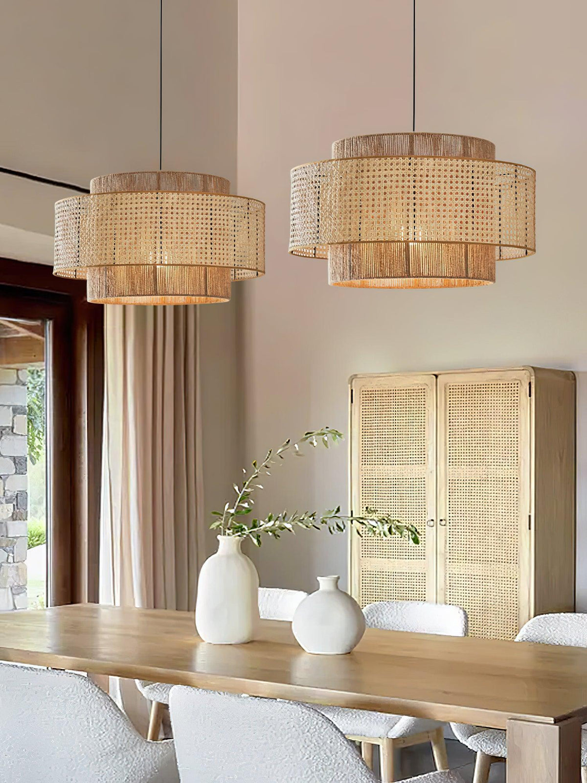 Crigen Concentrische hanglamp van rotan
