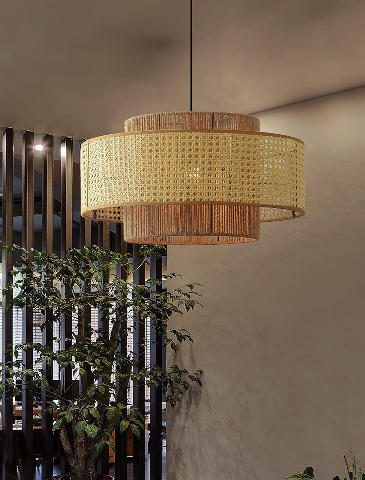 Crigen Concentrische hanglamp van rotan