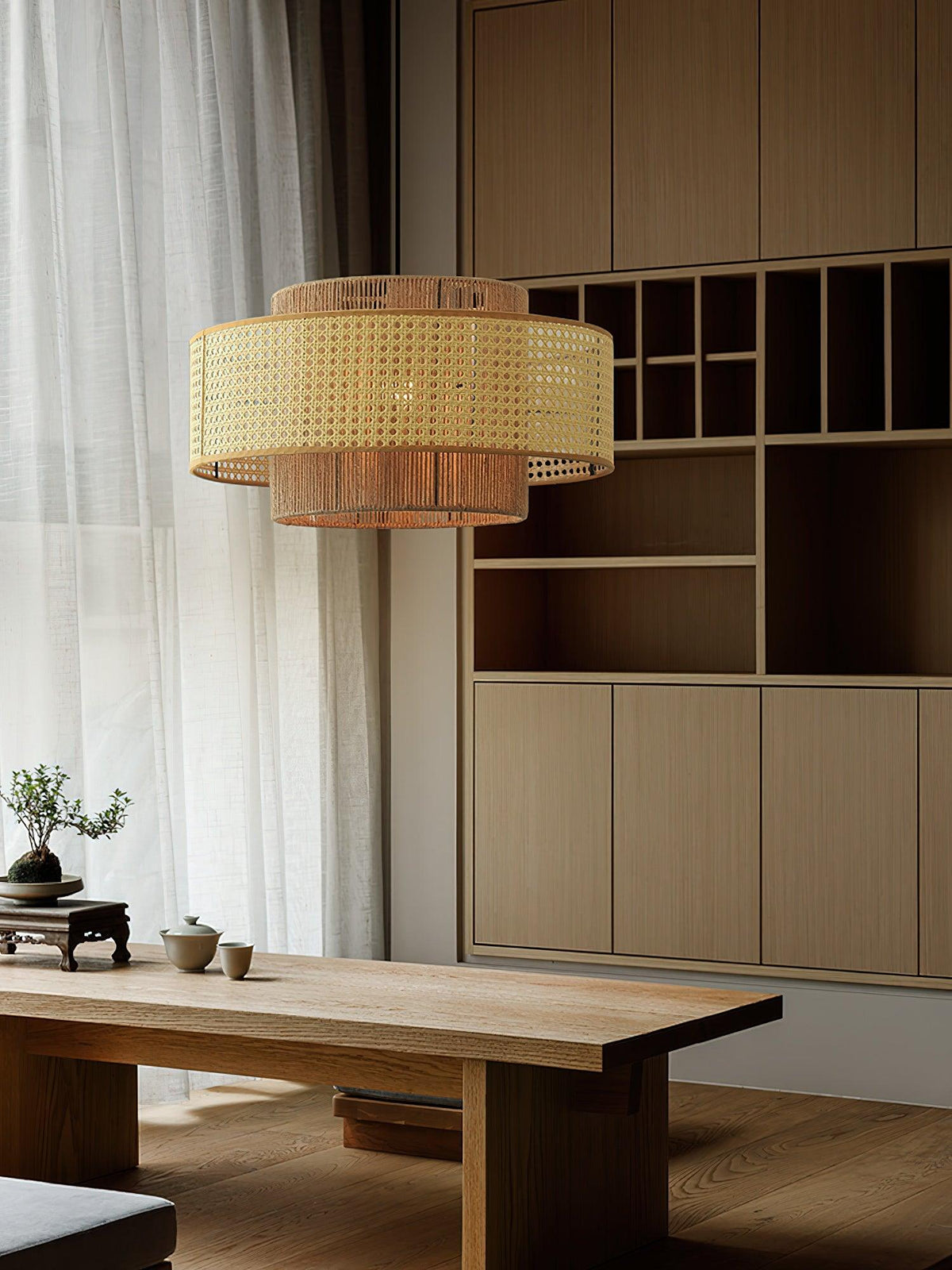 Crigen Concentrische hanglamp van rotan